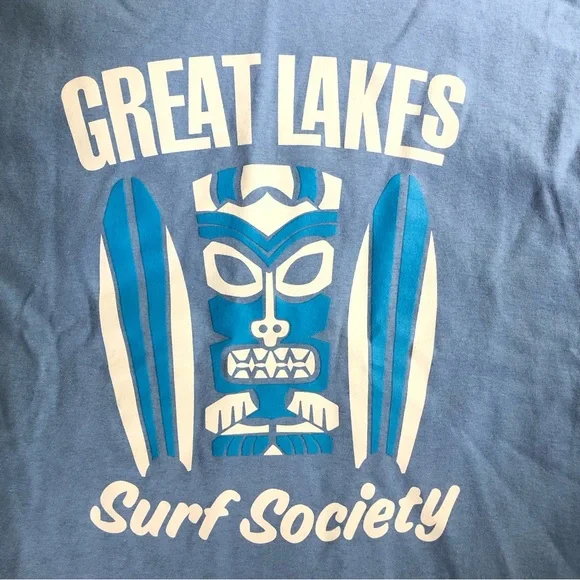 NWT Great Lakes Surf Society Tiki Surfing T-Shirt, S - Picture 2 of 5